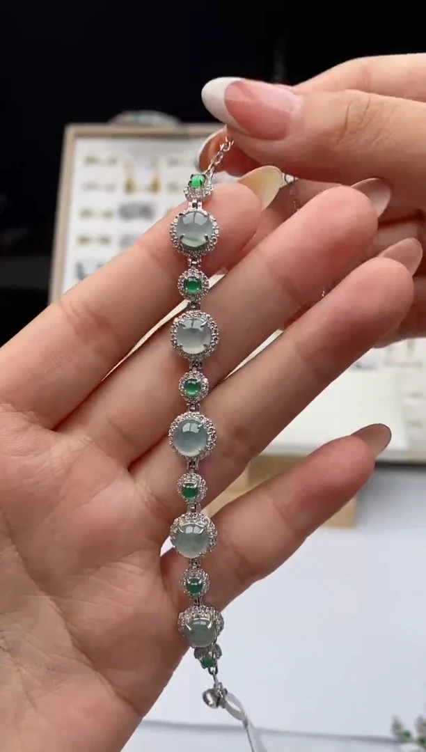 银S925镶嵌戒指翡翠天然A货翡翠