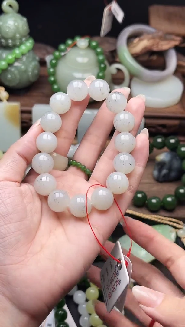 手串未镶嵌和田玉卡14新疆黑山 圆珠9012833
