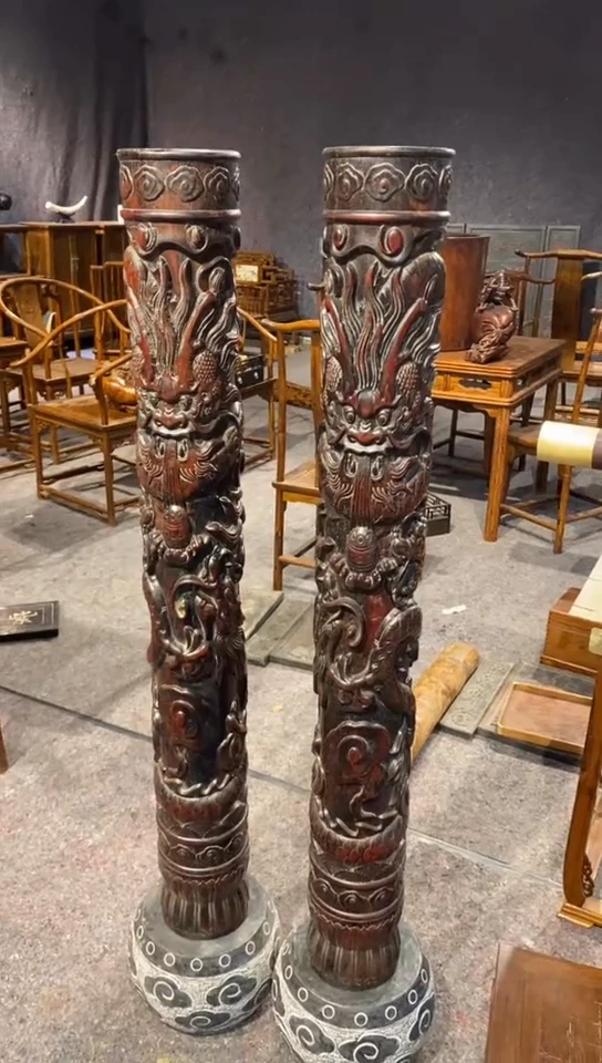 木珍藏老货..紫檀..龙柱