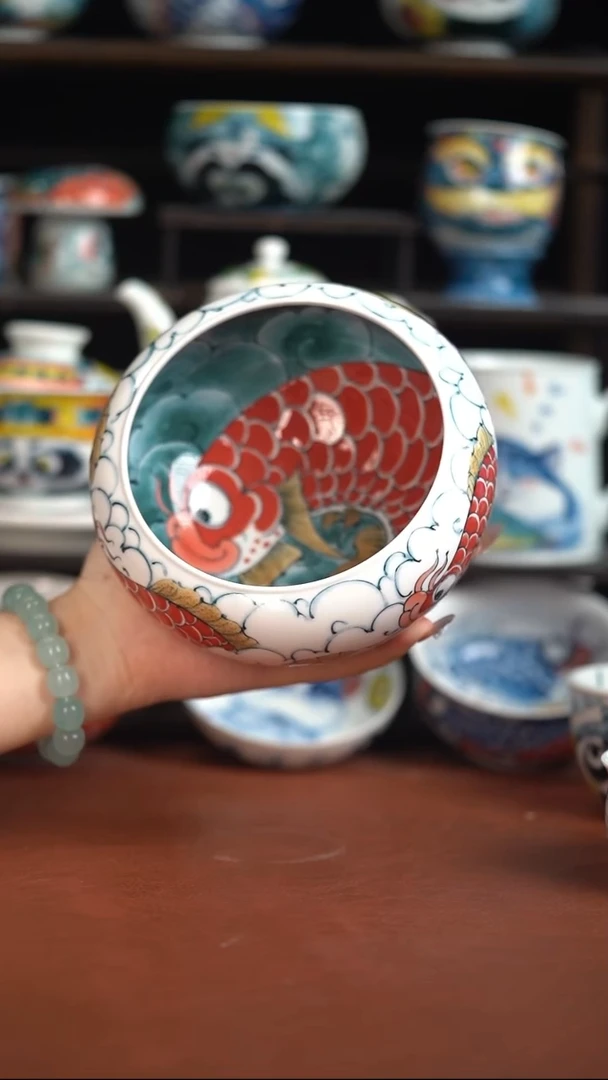 老师作品九鱼茶洗（微瑕福利）