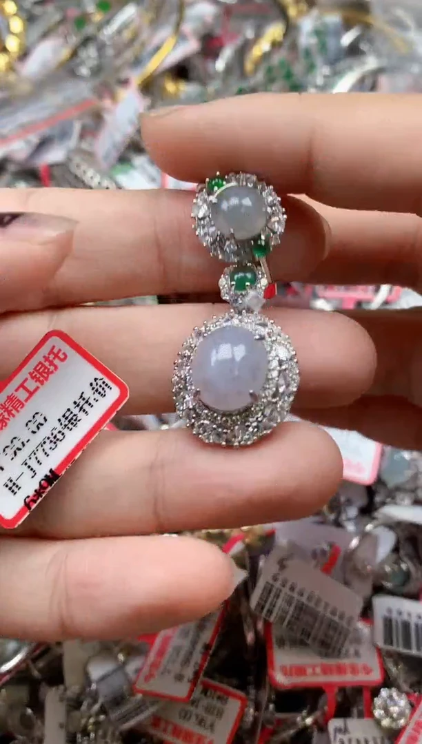 银S925镶嵌戒指翡翠天然A货缅甸翡翠