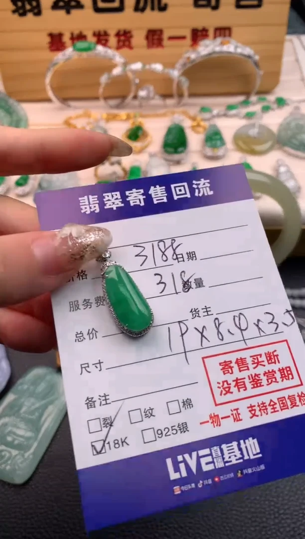 【闪购商品】翡翠颈饰18K金镶嵌21009952