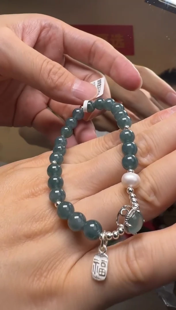 未镶嵌手串翡翠翡翠圆珠天然淡水珍珠搭S925银配件手串