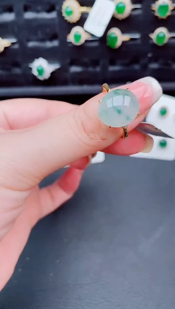 翡翠戒指银S925镶嵌天然a货翡翠116