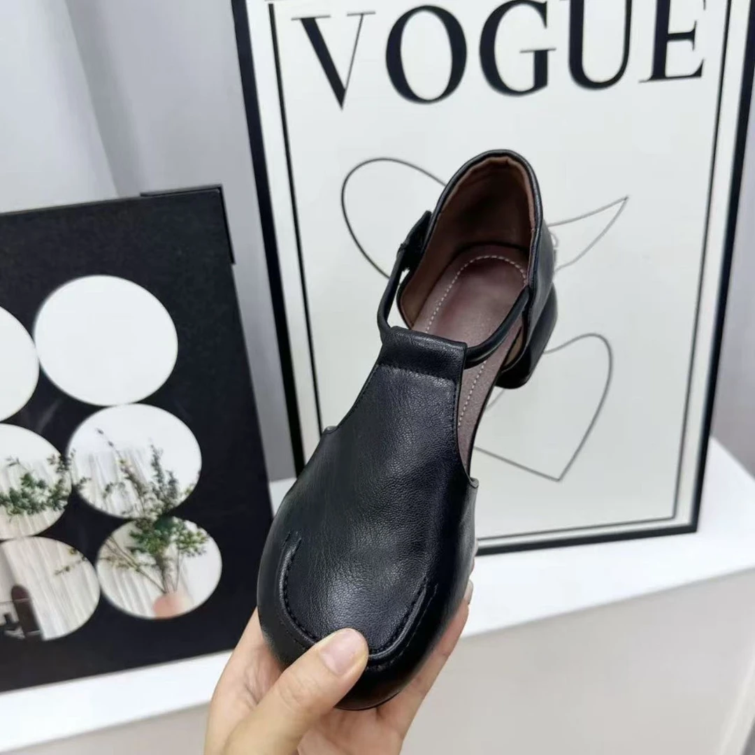 纯色休闲包头凉鞋水染皮时装凉鞋包头凉鞋城市游牧风