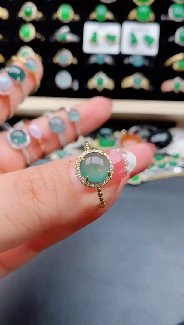 【闪购商品】翡翠戒指银S925镶嵌5085