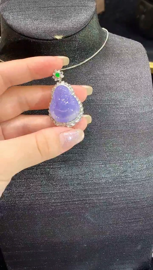 翡翠18K金镶嵌吊坠(不含链)MH