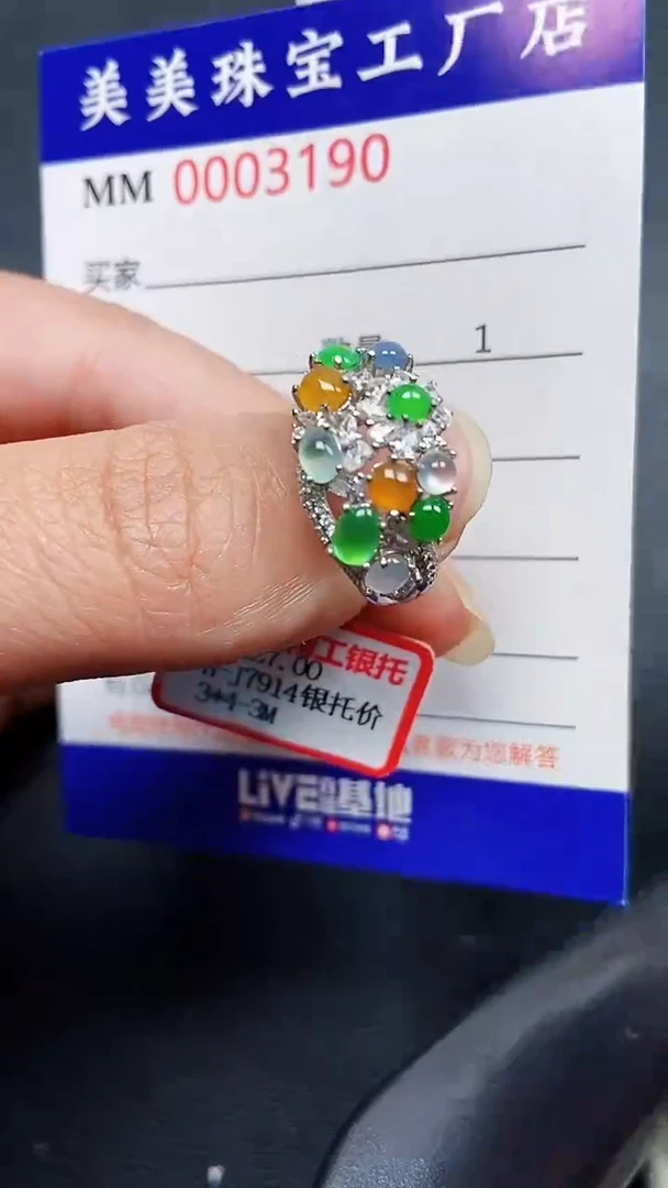 颈饰银S925镶嵌翡翠姗*3109
