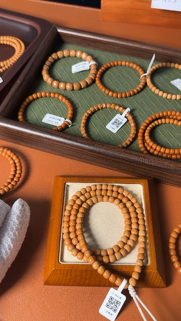 手串橄榄核6.6mm老挝核尖老型108微白