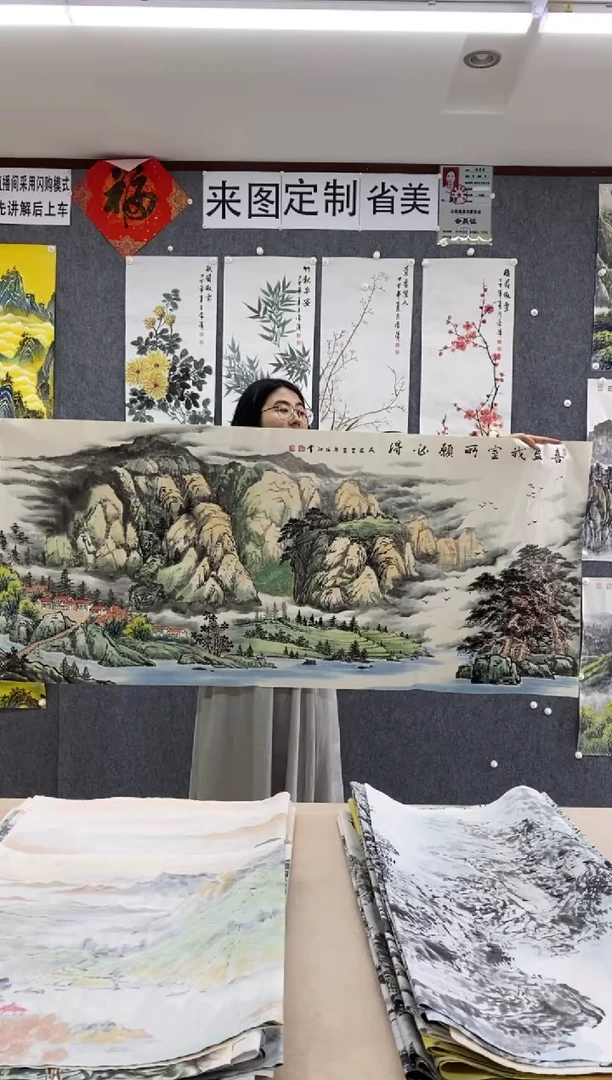 国画浪**夜沈泳江 手绘 小六尺180*70cm
