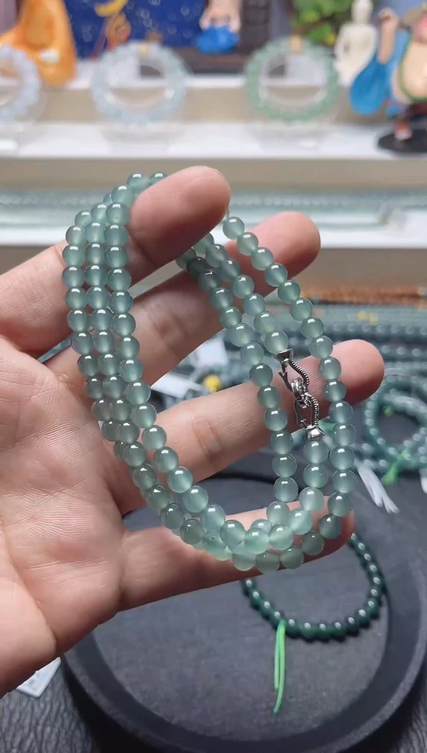 项链未镶嵌翡翠天然危地马拉翡翠项链卡5.8左右108颗