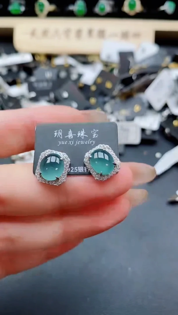 银S925镶嵌戒指翡翠1