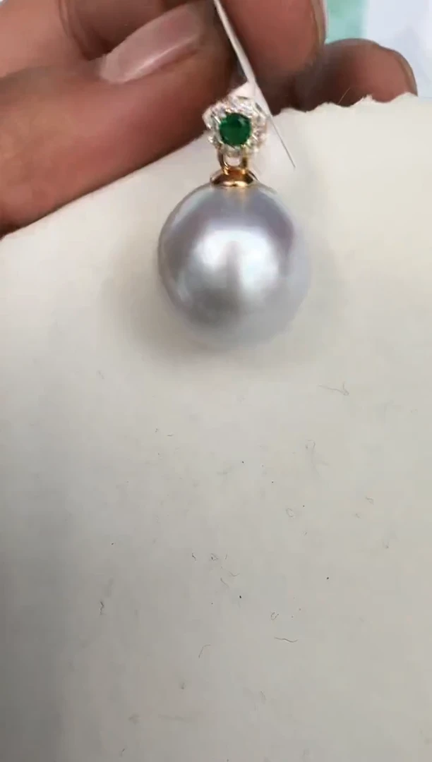 颈饰银S925镶嵌海水珍珠吊坠