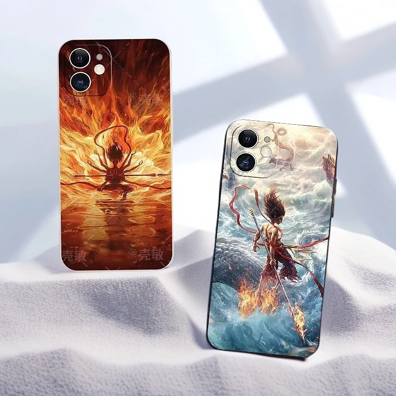 动漫哪吒2周边闹海魔童适用小米红米K60直边TPU手机壳15prok80