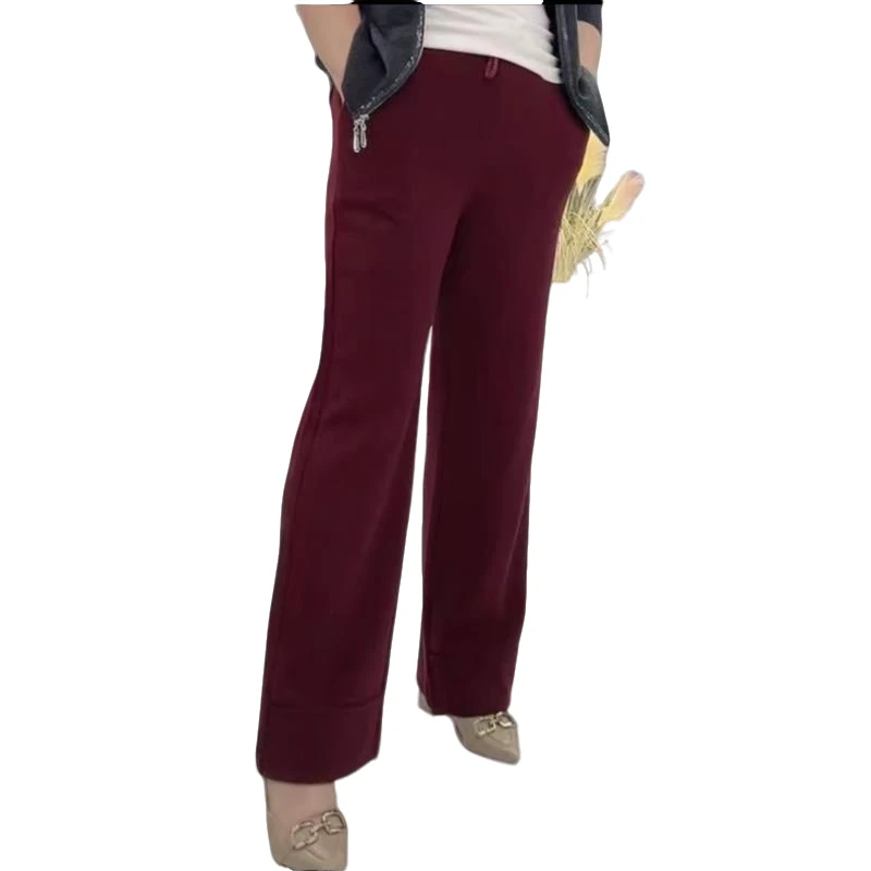 倾城2501大码高腰弹力纯色显瘦直筒阔腿款网红时尚