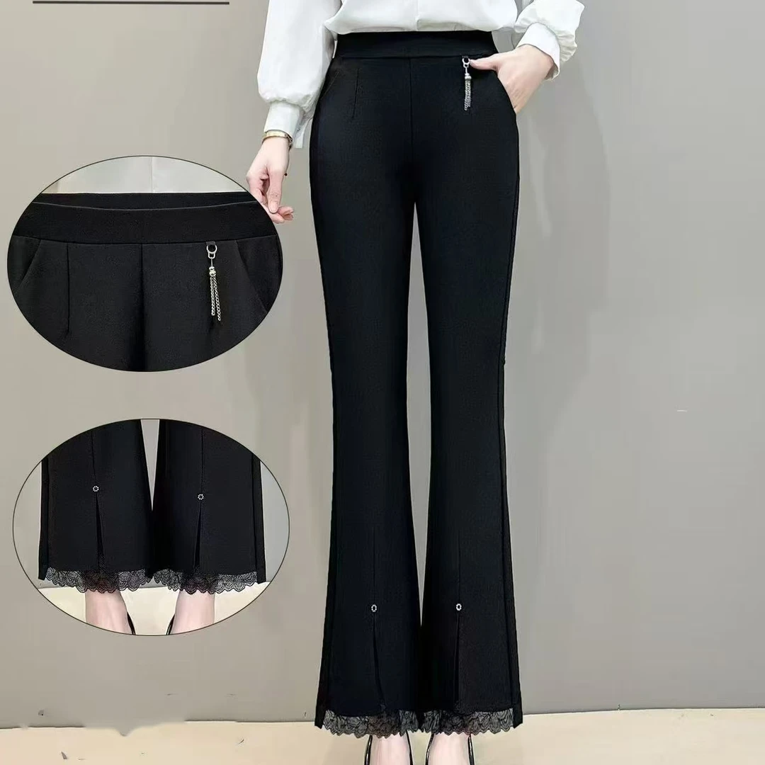 春季时尚气质蕾丝微喇裤