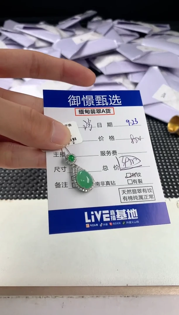 颈饰银S925镶嵌翡翠珍*40