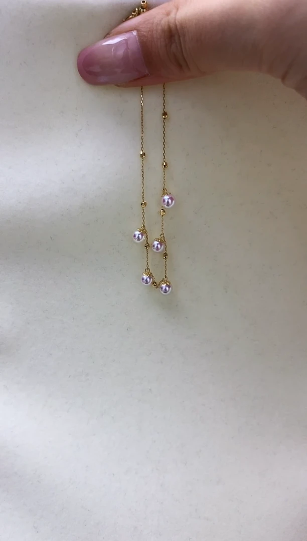 18K金镶嵌DA海水珍珠 akoya手链4.5-5MM GD078
