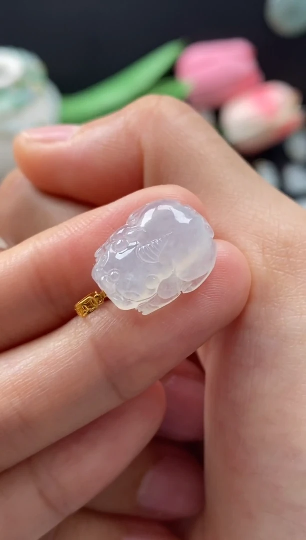 【闪购商品】翡翠颈饰18K金镶嵌翡翠白冰裸石