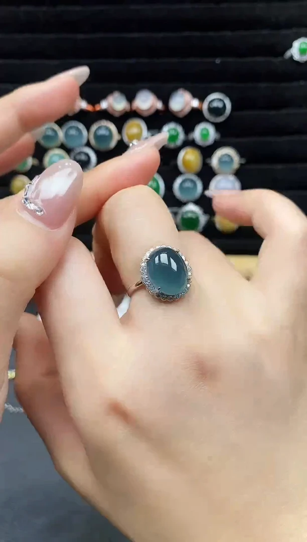 银S925镶嵌戒指翡翠111