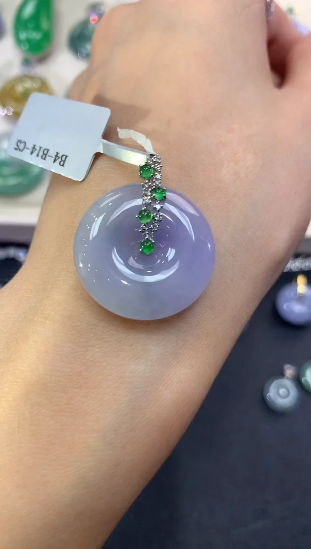 【闪购商品】翡翠吊坠(不含链)18K金镶嵌a27紫货有色差