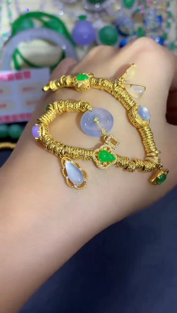 18K金镶嵌手链翡翠418-中国好珍宝