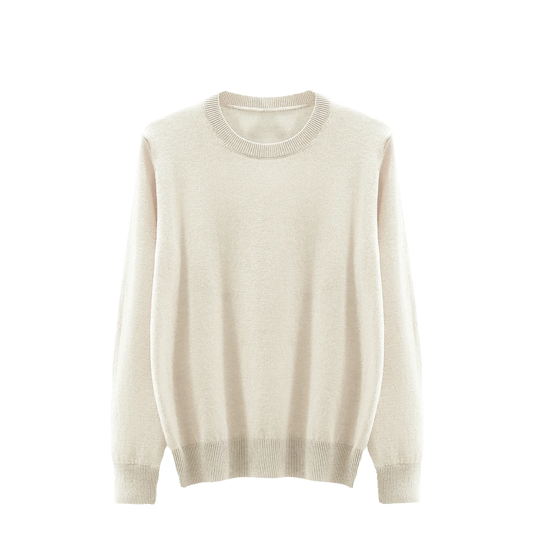 100全羊毛 纯色圆领长袖打底针织衫 衣长55 胸围48 Z177