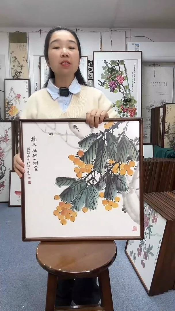 国画尺寸52*52实木画框京东包邮手绘