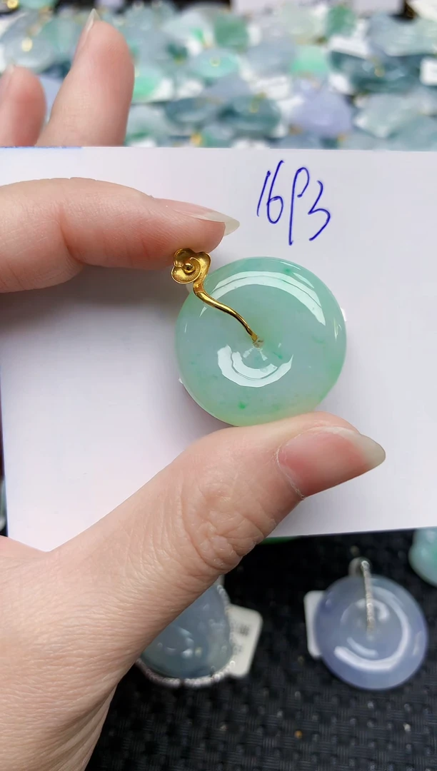 颈饰18K金镶嵌翡翠天然缅甸A货翡翠百元以上9元证书费自理