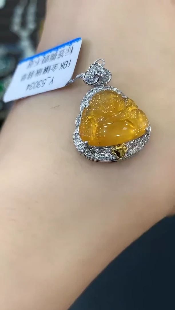 吊坠(不含链)18K金镶嵌翡翠B190