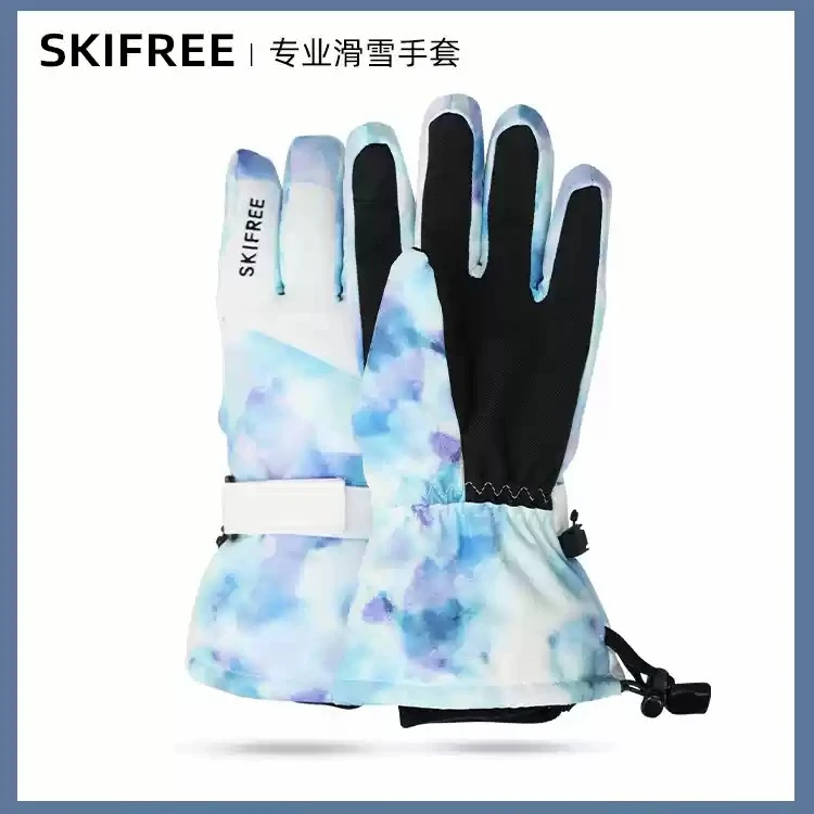 skifreeS2五指焖子蓝手套 专业滑雪加厚防水保暖五指
