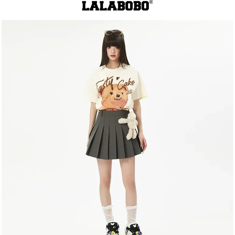 武汉LABO2025新款显瘦高腰时尚百搭设计感灰色百褶裙LBEA-WSDW18