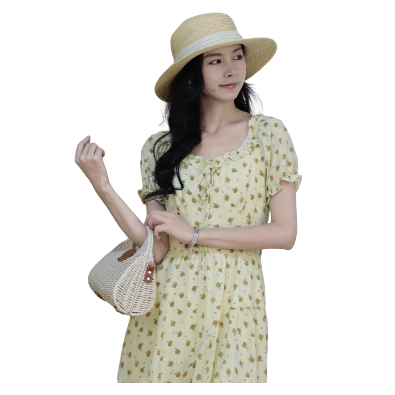 25夏季新品LIUKE留刻不规则碎花长款连衣裙41250423549