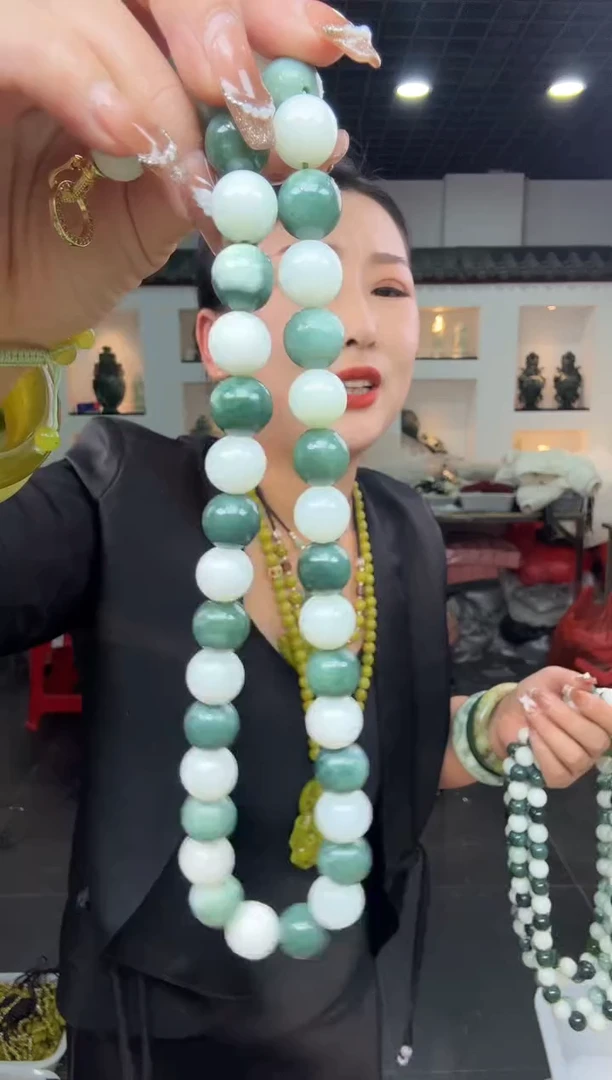 【闪购商品】岫玉颈饰未镶嵌翠青妈妈链卡12