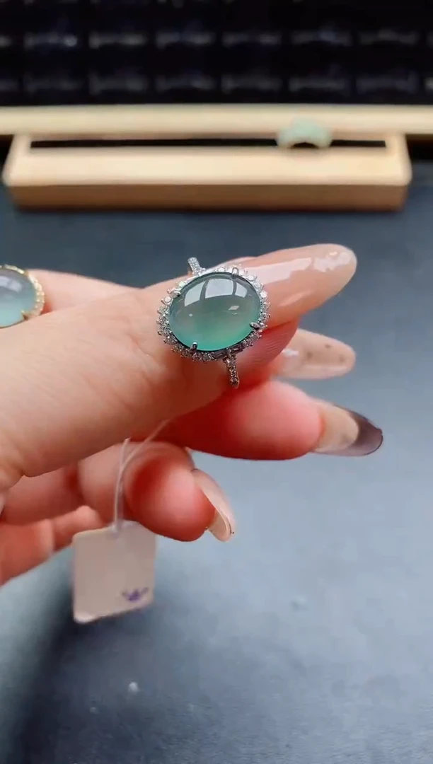 银S925镶嵌戒指翡翠1