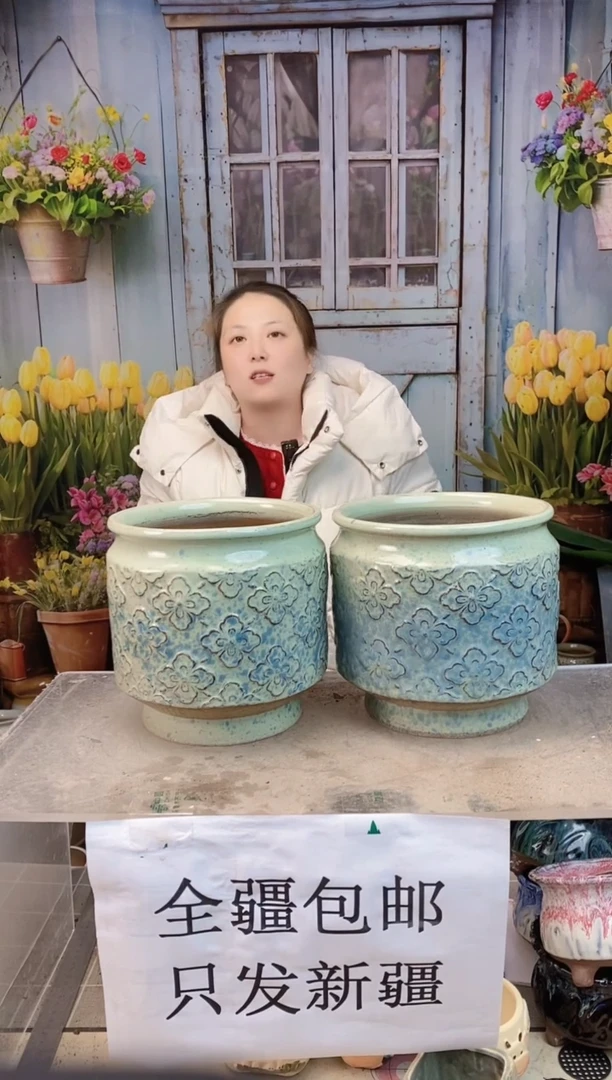 004 黄绿直口小花两个装  口18高19
