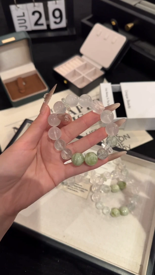 水晶手链合金岫玉多宝x2182