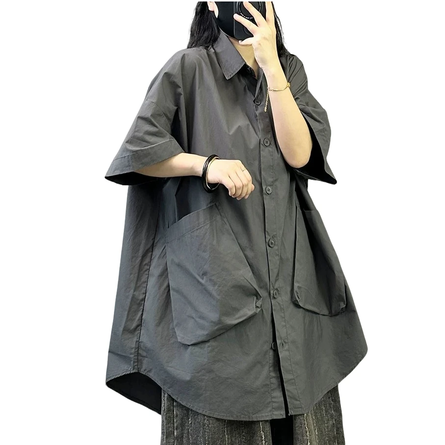 胖mm大码女装短袖衬衫女夏款复古宽松休闲气质上衣女2025新款爆款