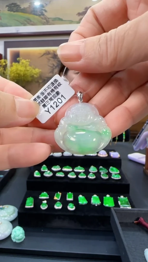 颈饰18K金镶嵌翡翠Y1201   佛公