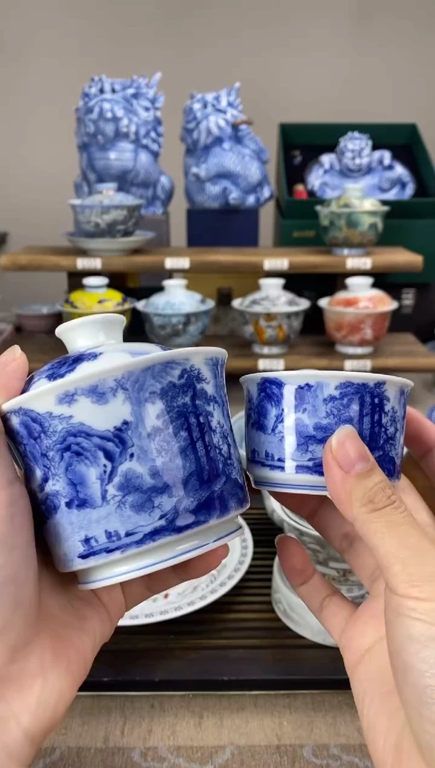 【闪购商品】春山图二才盖碗+4个客杯