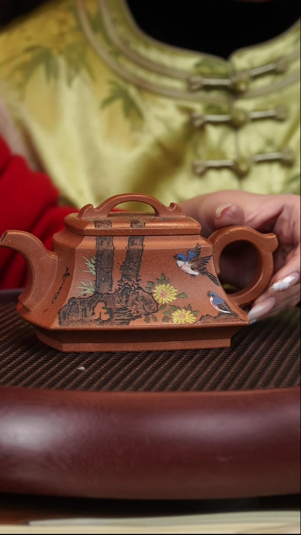 【闪购商品】紫砂茶壶1-123顾洪军蟹黄段四方自在