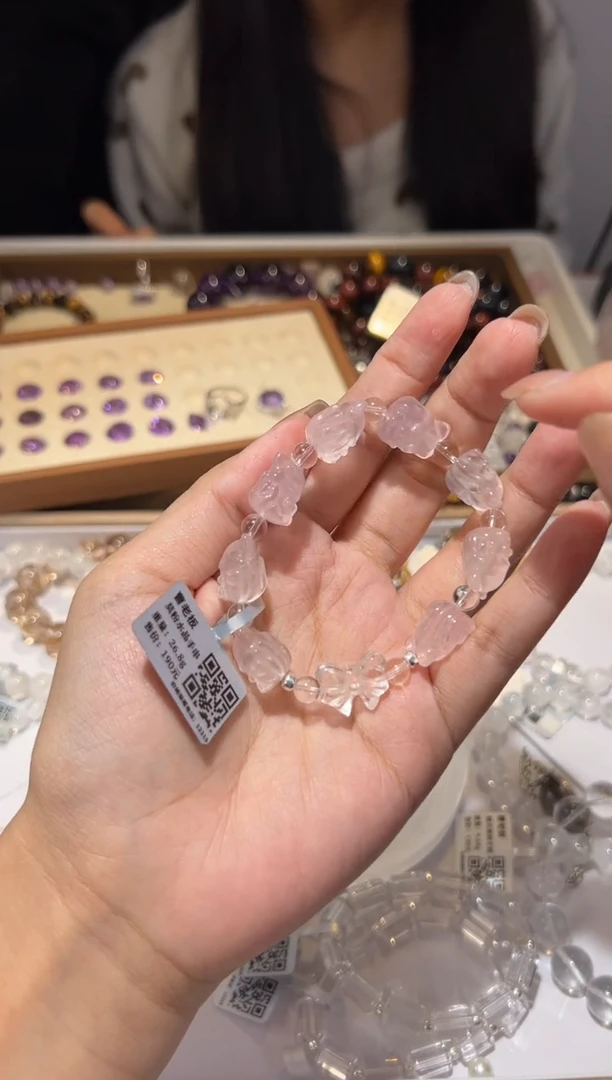 【闪购商品】芙蓉石手串未镶嵌莫粉狐狸diy手串