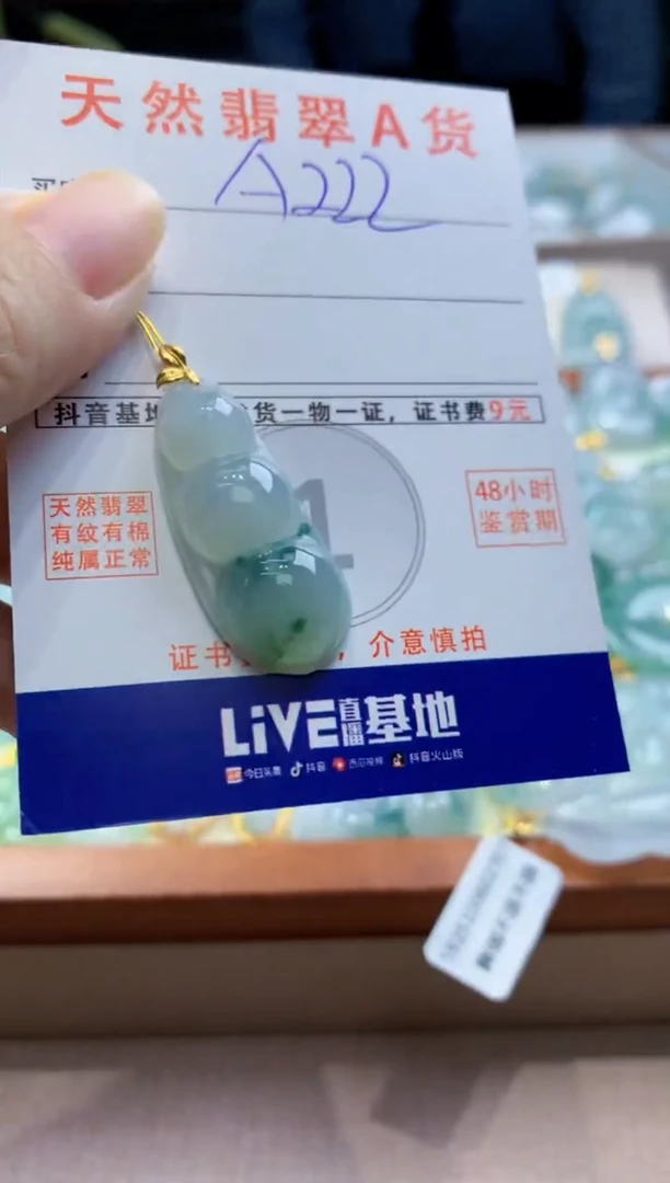 颈饰18K金镶嵌翡翠天然缅甸a货翡翠