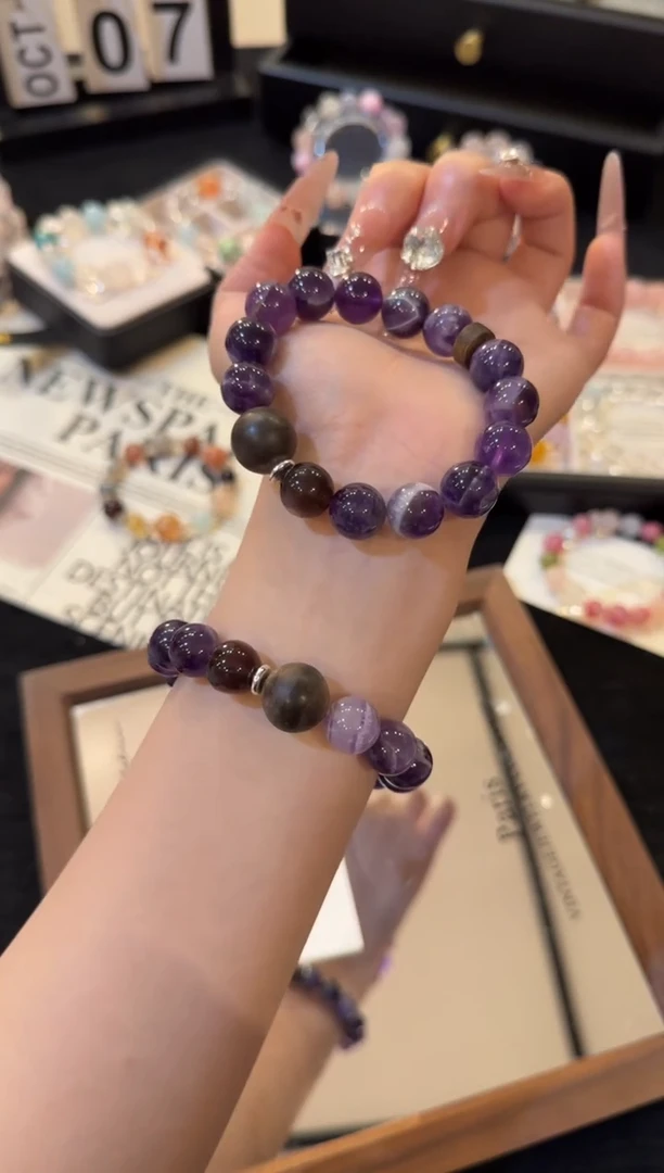 合金手链水晶梦幻紫葡萄x2836