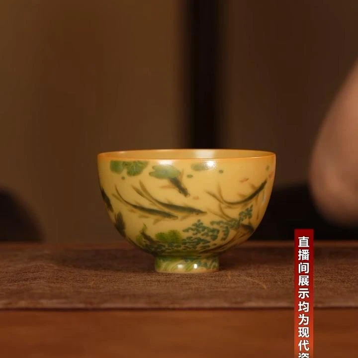 【央广非遗】谢小金落花游鱼图杯（xxj200）复古创意中国风手工新中式