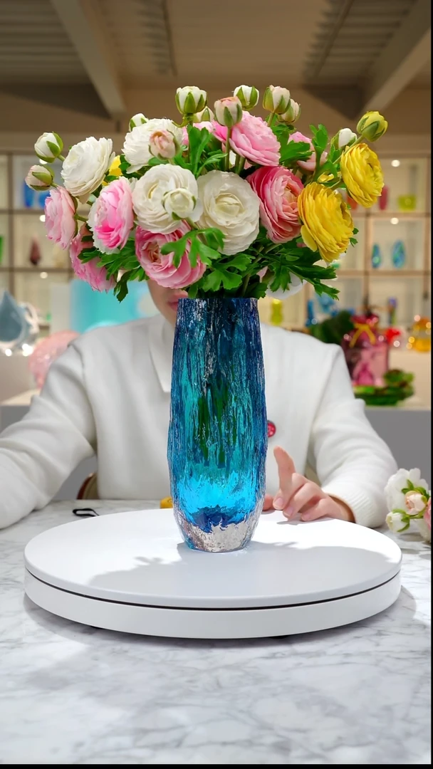 琉璃宝石蓝树干肌理纹设计款花器
