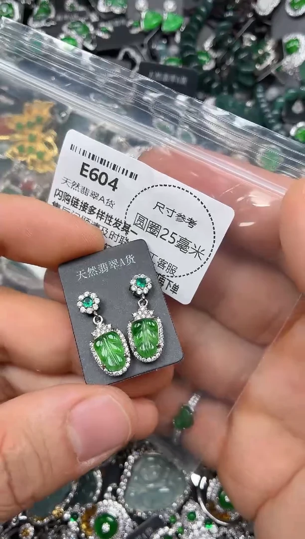 颈饰未镶嵌翡翠E604耳钉