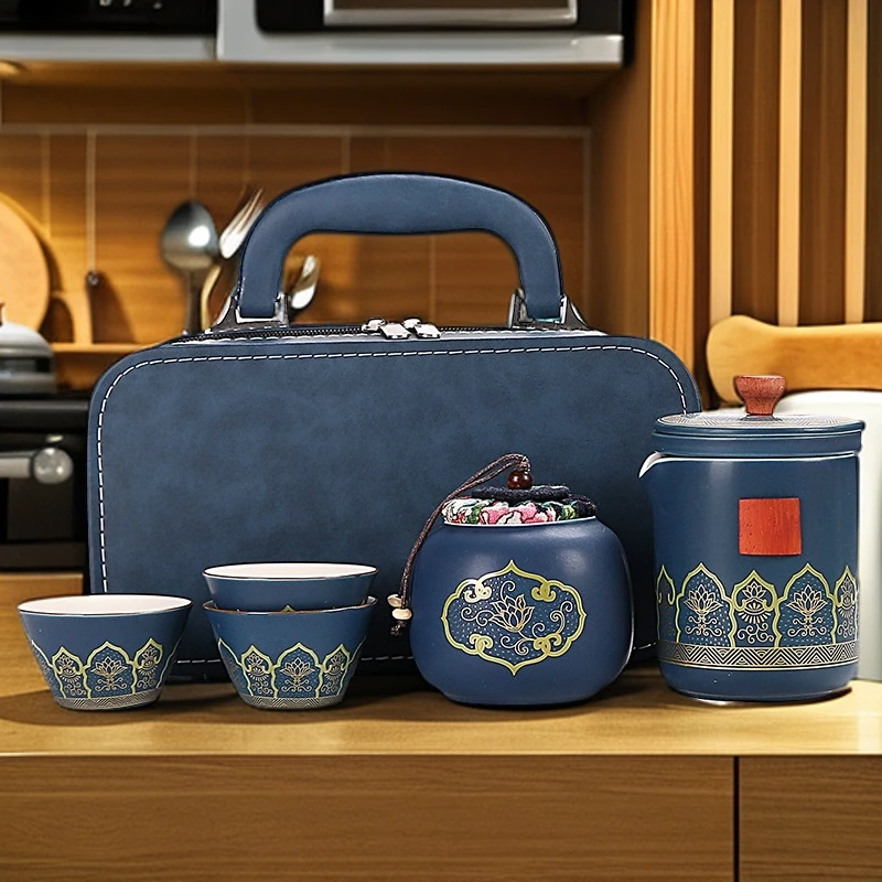 生日礼物男士实用送朋友陶瓷便携式旅行茶具高档商务礼品复古套装