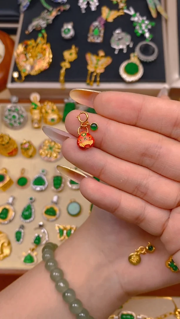 翡翠银S925镶嵌吊坠(不含链)吞金兽