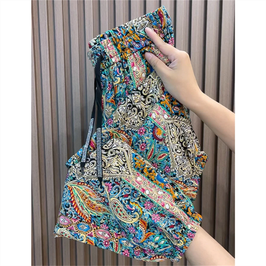 哈伦裤女九分裤休闲裤2025新款夏季薄款冰丝裤女花裤宽松束脚裤女